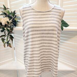 MICHAEL KORS SLEEVELESS GRAY/WHITE TANK WITH ZIP BACK SIZE LARGE